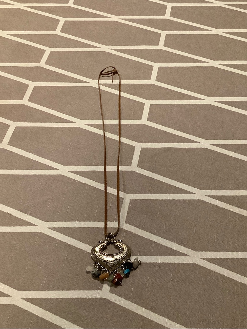 Silver Heart Pendant Necklace with Multicolor Charm Drops